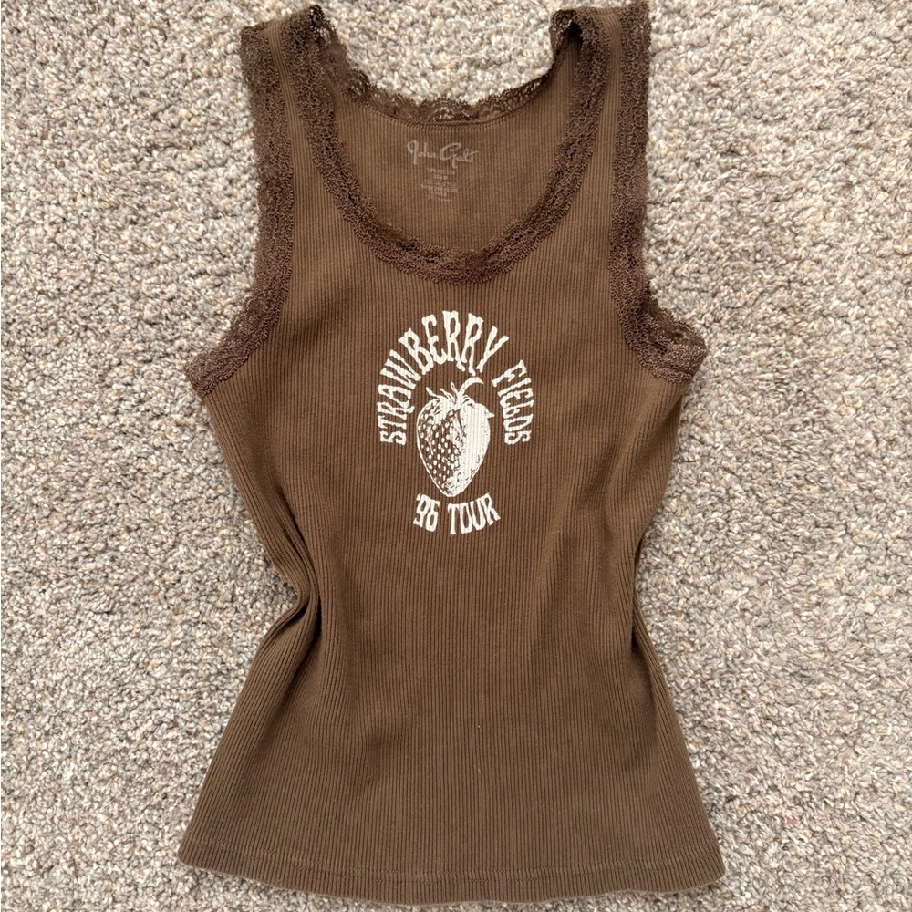 John Galt Brown Lacy Tank